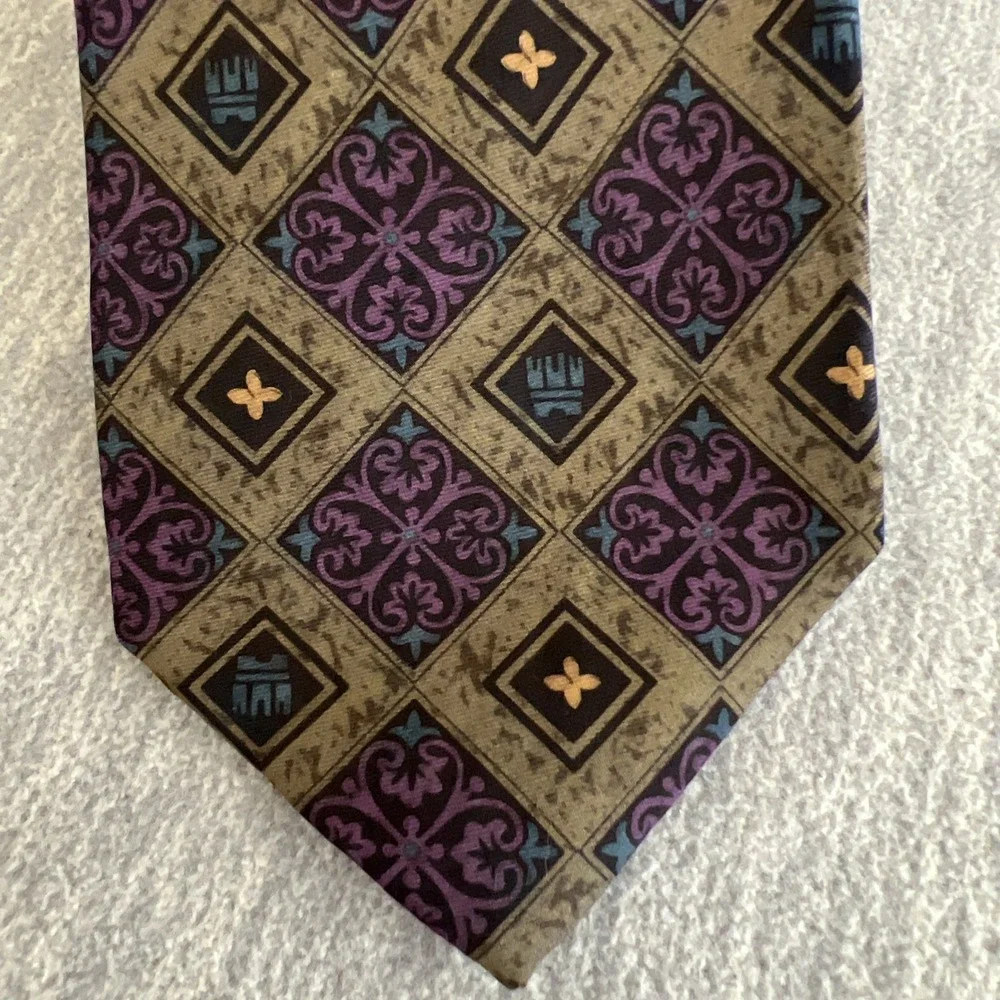 Liberty Of London Silk Tie Medallion Print USA Vintage Career Formal Green